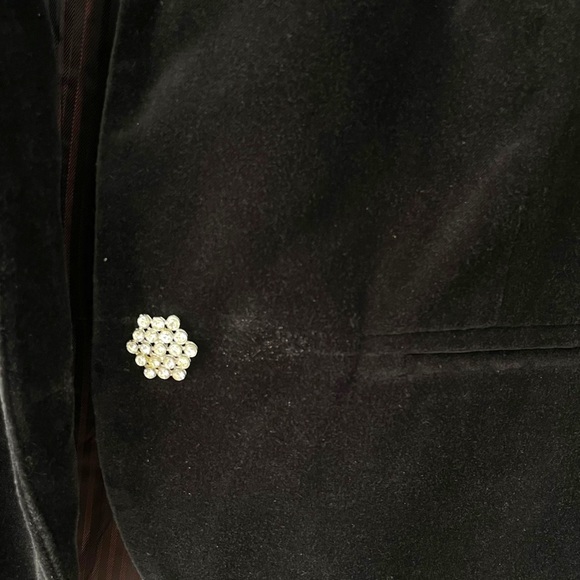 VINTAGE Old Navy Black Velvet Lace accents diamond button Jacket size M - Picture 9 of 11